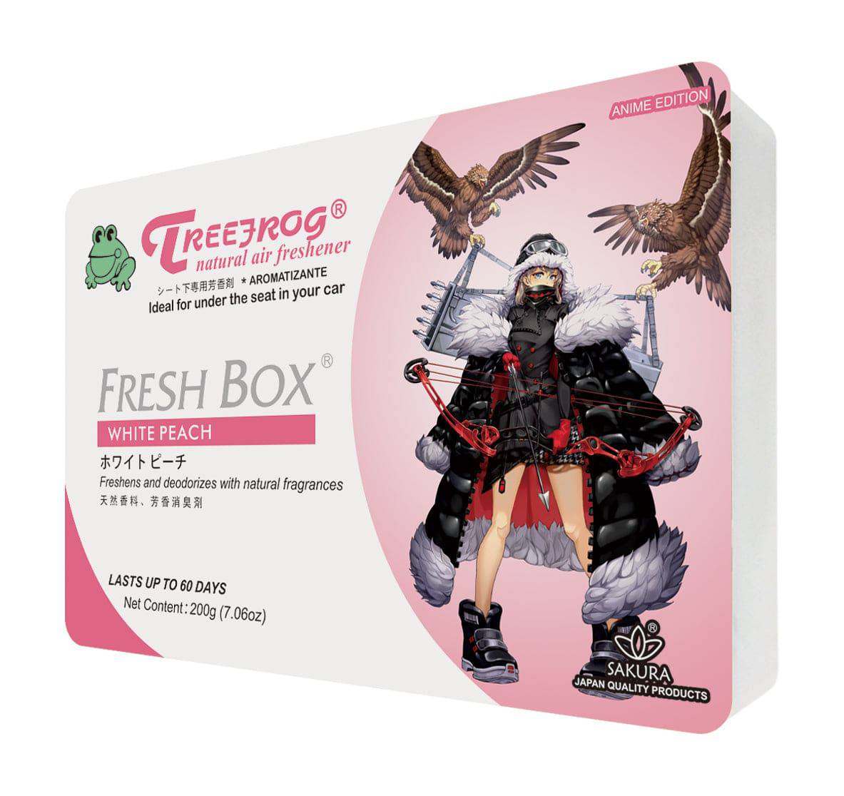 Treefrog Fresh Box Anime Edition with white peach flavor in a colorful packaging featuring anime-inspired artwork.