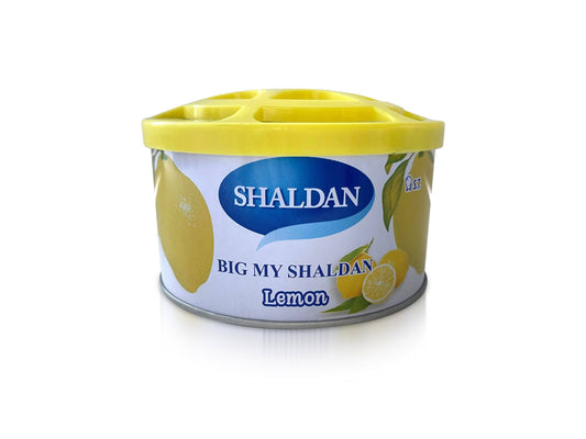 Big My Shaldan lemon air freshener from My Shaldan with a bright, citrus scent in a large, colorful container.
