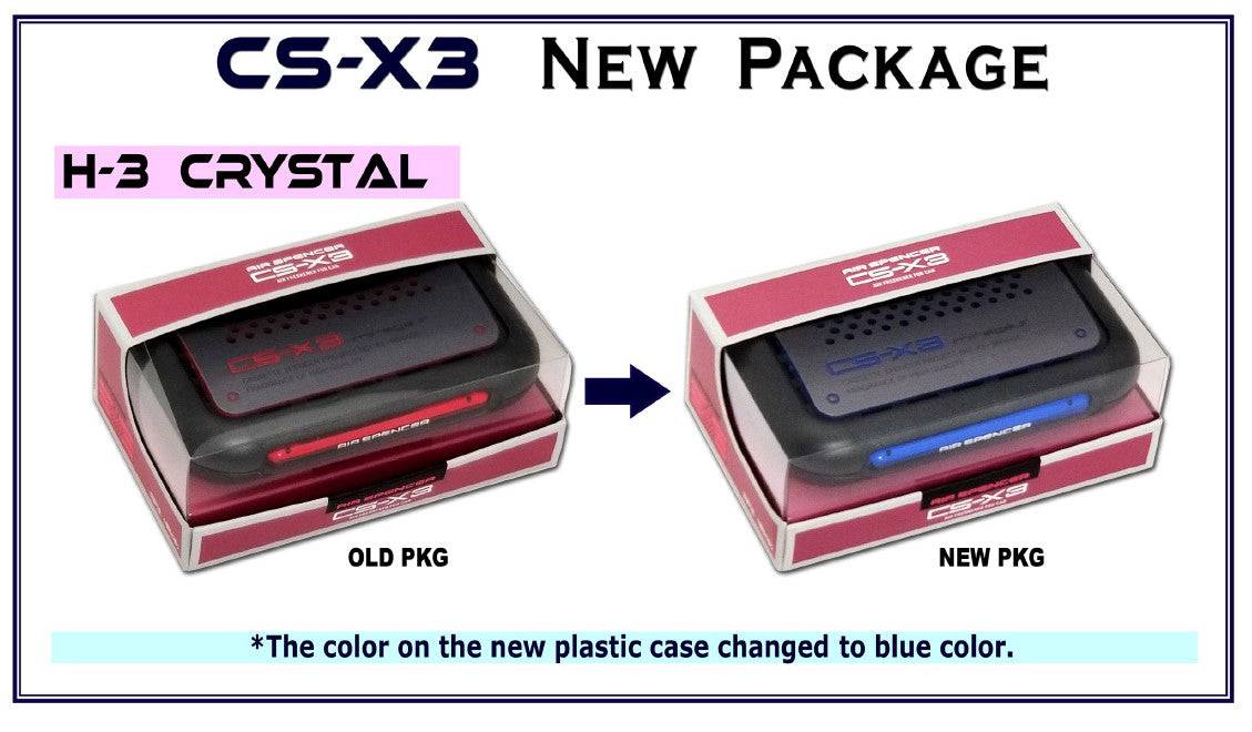 Air Spencer CS-X3 Air Freshener case in new crystal color, showcasing the sleek, transparent packaging design.