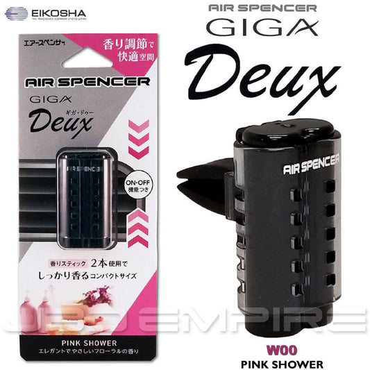 Pink Air Spencer Giga Deux vent air freshener with shower design, compact and stylish for vehicle interior freshness.