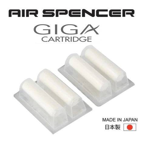 Two Air Spencer Giga Clip refills for car air fresheners, featuring fresh scent strips and clip attachments.