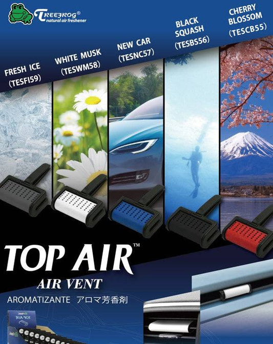 Tesla-compatible Treefrog Top Air car accessory with sleek design, fitting Tesla models for enhanced airflow and style.