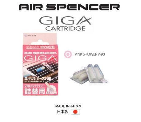 Two Air Spencer Giga Clip refills for car air fresheners, featuring sleek black design and scent capsules.