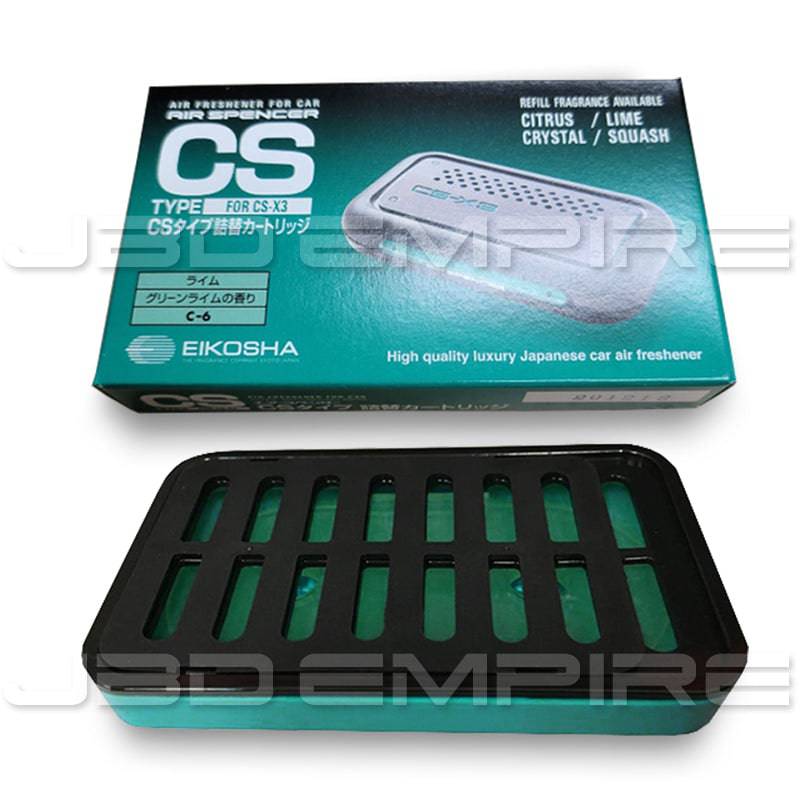 Air Spencer CS-X3 Lime air freshener refill with C-6 scent for Eikosha Air Spencer CS-X3 air freshener, shown in packaging.