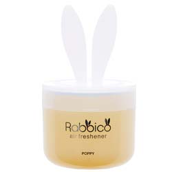 Rabbico White air freshener in a round beige container with bunny ear design, branded Diax, with white bunny ears on top