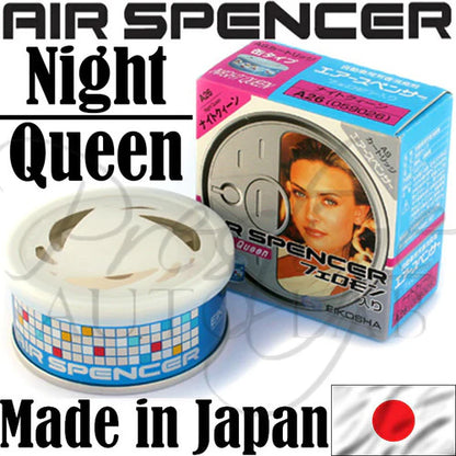 Air Spencer 100-count Air Spencer Cartridge with Night Queen scent, made in Japan, featuring sleek packaging and product details.