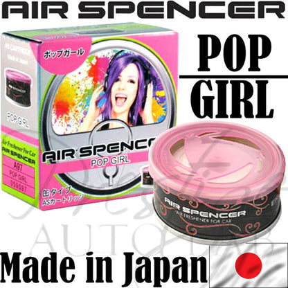 Air Spencer 10-pack Air Freshener Cartridge featuring a colorful Pop Girl design, made in Japan for fresh, pleasant vehicle scent.