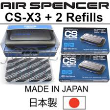 Air Spencer CS-X3 Squash air freshener case with two refill bottles, designed for car freshening and odor control.