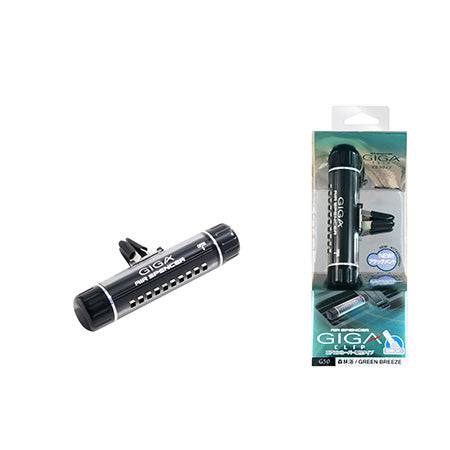 Air Spencer Giga Clip vent air freshener in green breeze scent, clips onto car vent, compact and convenient air freshener.