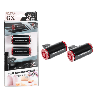 Air Spencer Giga GX2 pink shower vent air freshener, compact design with pink shower motif for car interior freshness.