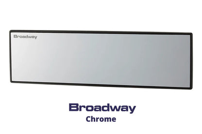 Exizzle-Line Co.Ltd Broadway Mirror, wide chrome mirror reflecting modern decor, with sleek polished surface and clean edges.