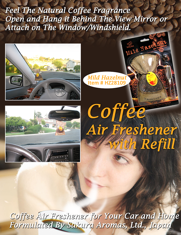 Sakura Coffee Air Freshener - 100% Columbia Hazelnut Coffee Scent