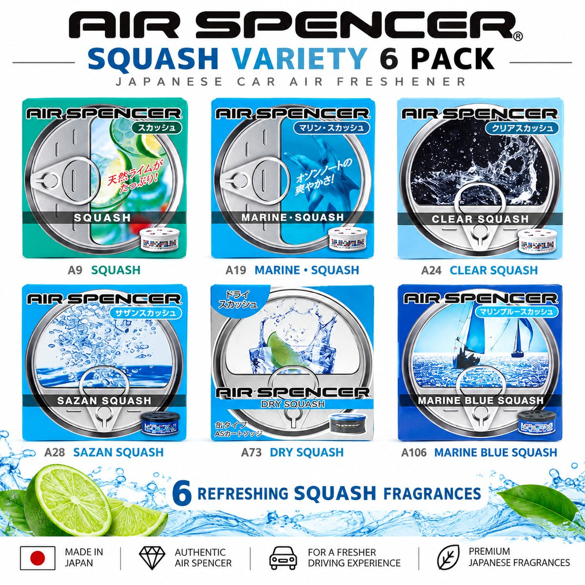 Squash Variety Air Spencer 6 Pack JDM Car Air Freshener Japan