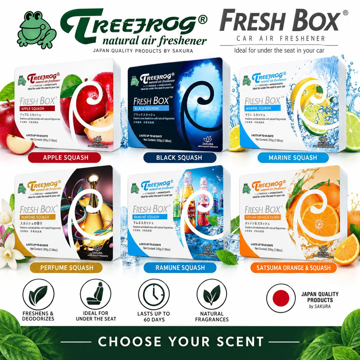 Squash Variety 6 Pack Treefrog Fresh Box Japanese Car Air Freshener