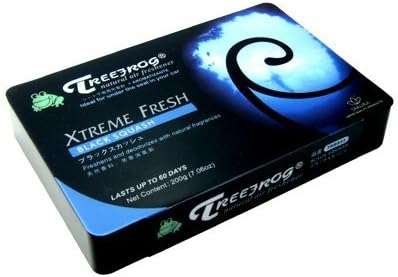 Two Treefrog Xtreme Freshbox air fresheners in black squash scent, featuring sleek black packaging with fresh fruit imagery.