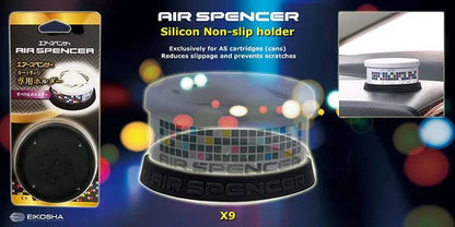 Air Spencer Eikosha Air Spencer Non-Slip Holder for car air fresheners, showing the black textured grip and secure mounting design.